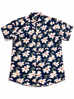 DIXXON Navy Blue Floral Short-Sleeve Button-Down Shirt